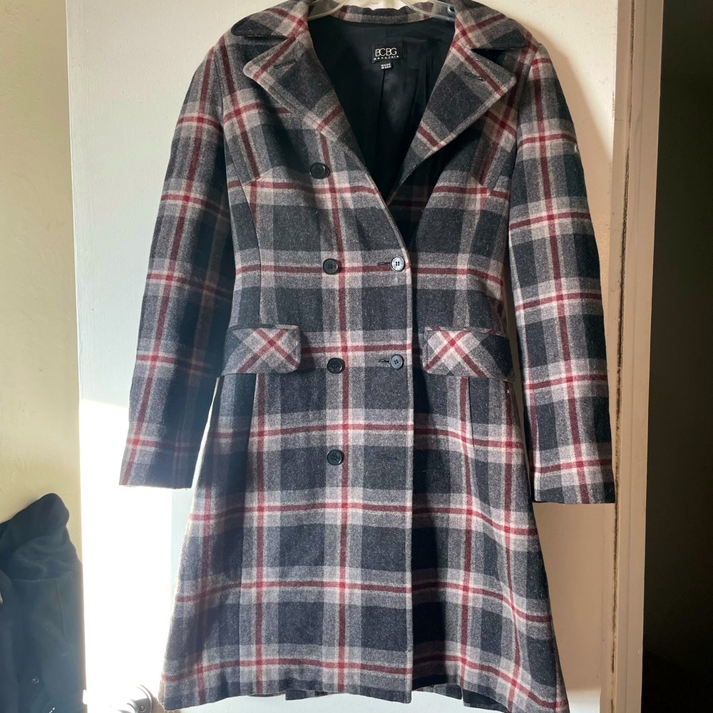 🧥 BCBGMaxAzria Plaid Trench Coat